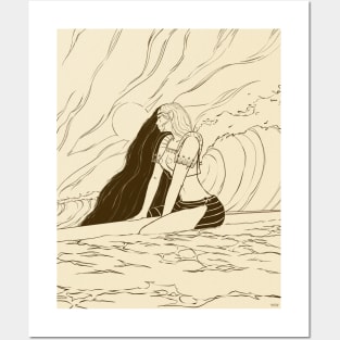 Surfer Girl Calm // Filipiniana Sketch Posters and Art